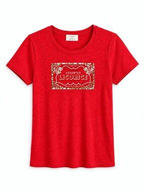 NWT J.Crew Rare Licorice Graphic Tee S | Melon Pink Linen Tee | Gold Sequin Embe